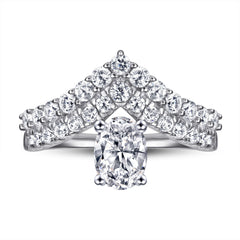 925 Silver V-Shaped Double Row Ring