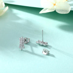 S925 Silver Bow Zircon Earrings
