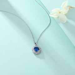 S925 Silver Blue Zircon Pendant Necklace