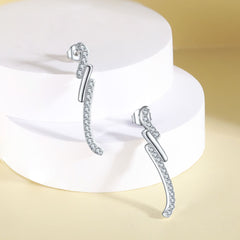 S925 Silver Long Zircon Dangle Earrings