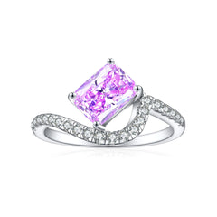 925 Silver 1.5ct Square Flame Ice Ring