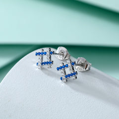S925 Silver Blue Zircon Geometric Stud Earrings
