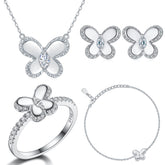 925 Silver Butterfly Ring Necklace Earrings Bracelet