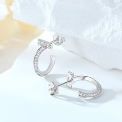925 Silver Double C Zirconia Hoops