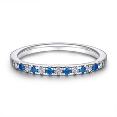 925 Silver Half Pavé Blue CZ Band
