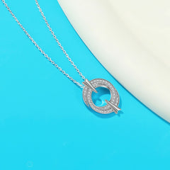 S925 Silver Double Hoop Zircon Necklace