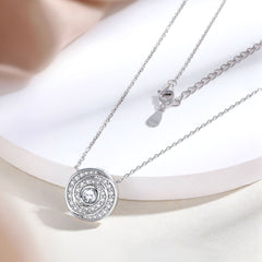 S925 Silver Round Dial Zircon Necklace