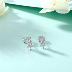 S925 Silver Bow Zircon Earrings
