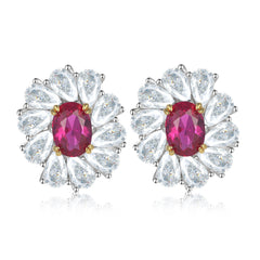 S925 Daisy Ruby Earrings - Vintage Luxe Jewelry