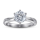 925 Silver 1ct Six-Prong Solitaire Ring