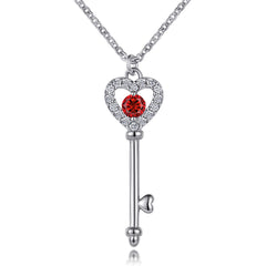 S925 Silver Birthstone Key Necklace