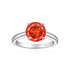 925 Silver 2ct Round Flame Ice Ring