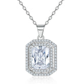 S925 Silver Rectangular Zircon Pendant Necklace