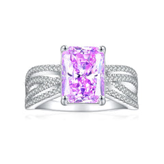 925 Silver 4ct Square Flame Ice Ring