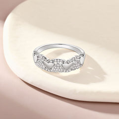 925 Silver Open Heart Accent Ring