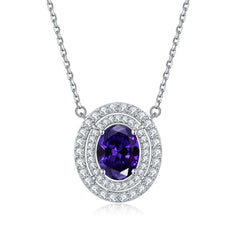 S925 Silver Oval Zircon Necklace