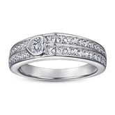925 Silver Double Row Heart CZ Ring