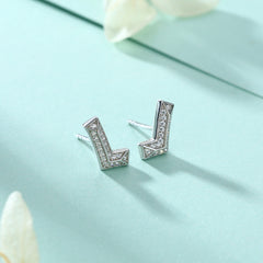 S925 Silver L-Letter Stud Earrings