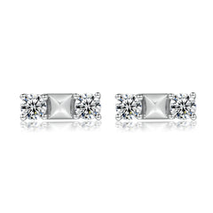 S925 Silver Letter Zircon Stud Earrings