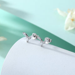 925 Silver Crystal Flower Earrings
