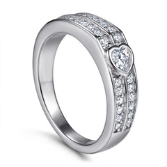 925 Silver Double Row Heart CZ Ring
