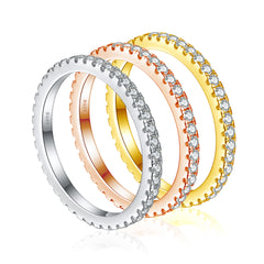 Stackable Ring - Cartier-Style Pavé Band with Cubic Zirconia