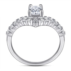 925 Silver V-Shaped Double Row Ring