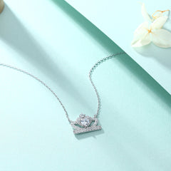 S925 Silver Crown Heart Zircon Necklace