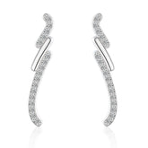 S925 Silver Long Zircon Dangle Earrings