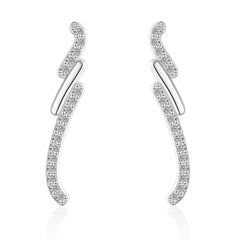 S925 Silver Long Zircon Dangle Earrings
