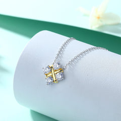 S925 Silver X Letter Zircon Necklace