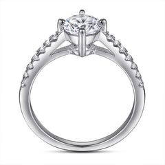 925 Silver Four-Prong Pavé Wedding Band