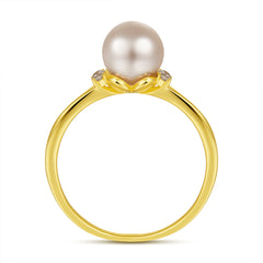S925 Gold Plated Pearl Ring - Dainty Index Finger