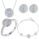 925 Silver Ring Earrings Necklace Bracelet Set