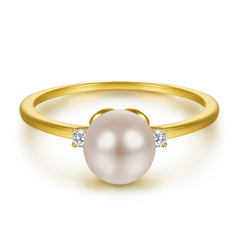 S925 Gold Plated Pearl Ring - Dainty Index Finger