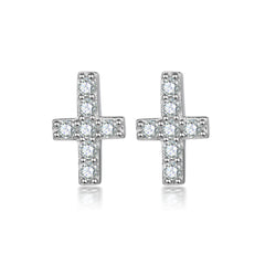 S925 Silver Cross Stud Earrings