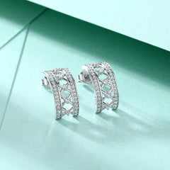 S925 Silver Half Hoop Zircon Earrings
