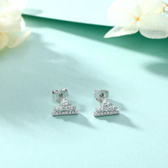 S925 CZ Crown Earrings - Celestial Silver Jewelry