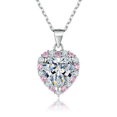S925 Silver Pink Zircon Heart Necklace
