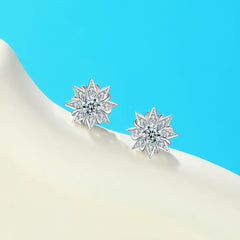 S925 Silver Sunflower Star Studs