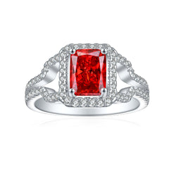 925 Silver 1.5ct Flame Ice Square Ring