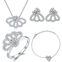 925 Silver Crown Ring Necklace Earrings Bracelet