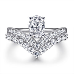 925 Silver V-Shaped Double Row Ring