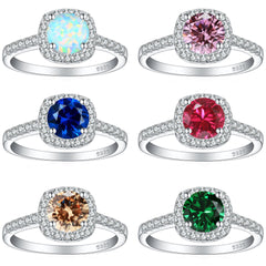 S925 Sterling Silver Ring with Crystal & Gemstones