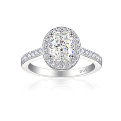 S925 Silver 1.5ct Gemstone Ring - Icy Cut 6x8mm