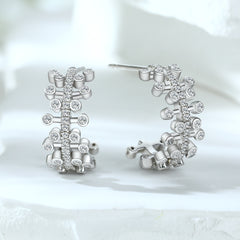 925 Silver Half-Hoop Leaf Design