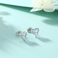 925 Silver Geometric Heart Studs