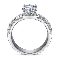 925 Silver Double Row Six-Prong Ring