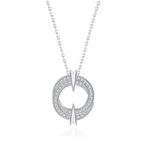 S925 Silver Double Hoop Zircon Necklace