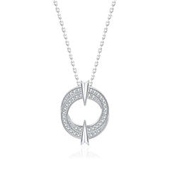 S925 Silver Double Hoop Zircon Necklace